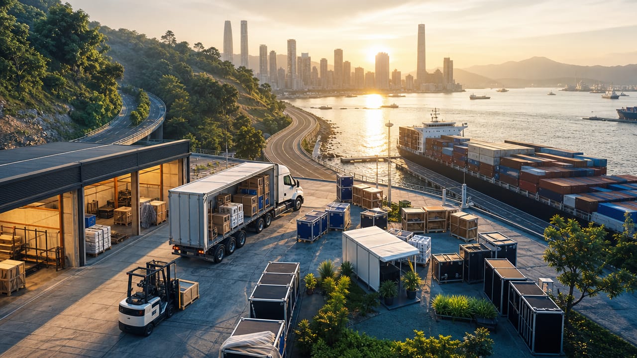 Exhibition Logistics and Freight team coordinating venue loading dock logistics at an Australian trade show