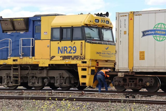 Man fixing train