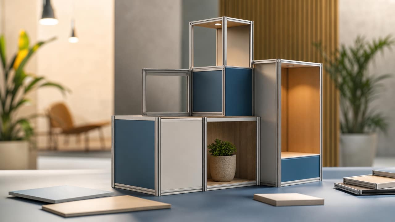 Australian modular exhibition stand with branded shell scheme booth and lighting for trade show impact