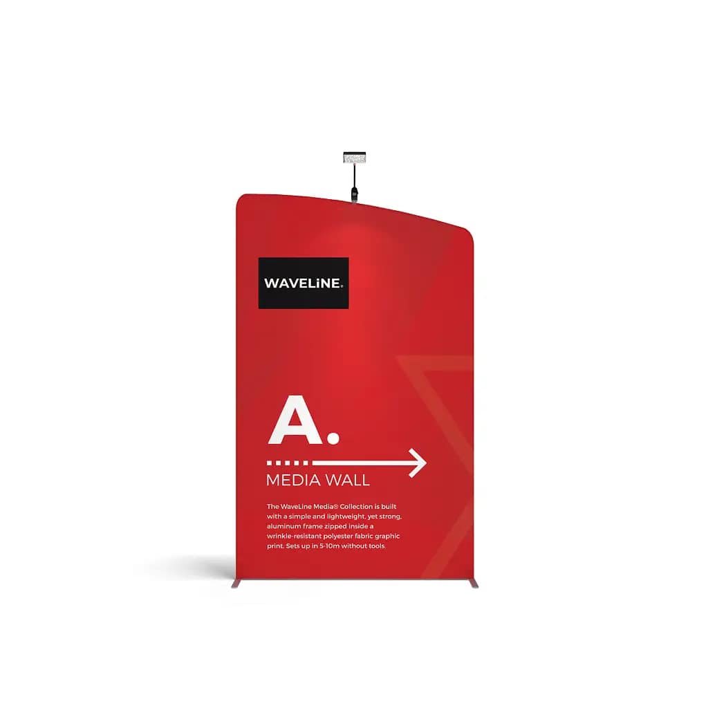 Waveline Media Banner showcasing lightweight, portable design ideal for trade shows and high-quality event signage.