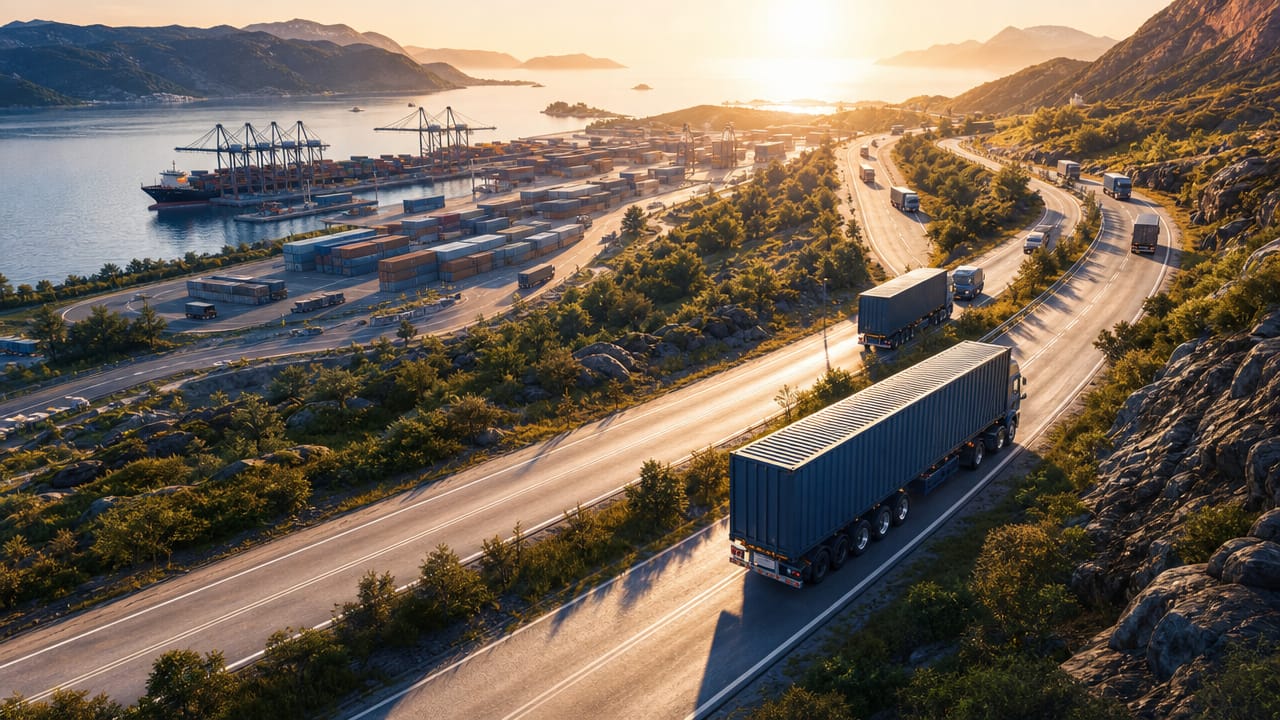 Australian exhibition freight trucks scheduled for peak-season delivery at a trade show venue