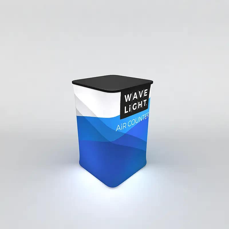 WaveLight® Air Counter with LED backlighting enhances visibility for engaging trade show displays.