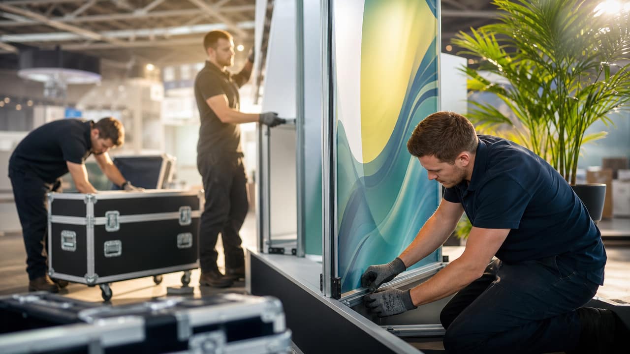 Exhibition transport team managing freight unloading at an Australian trade show venue
