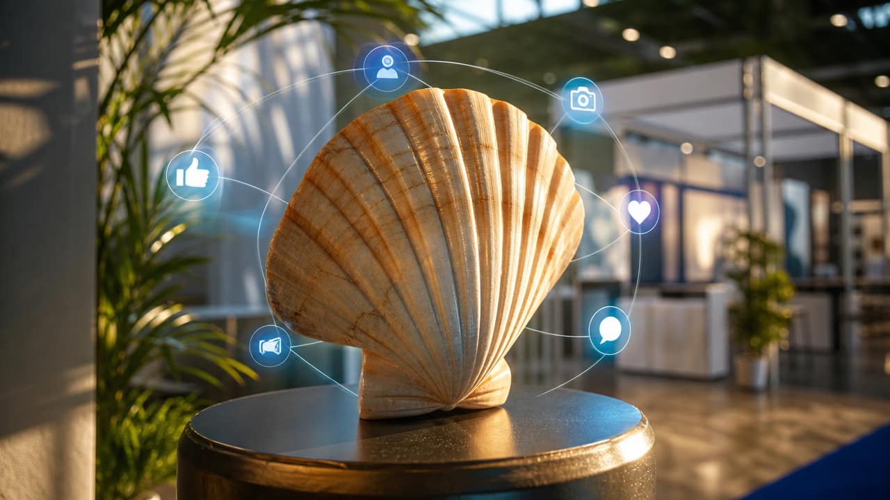 Exhibitors using social media-ready shell scheme to showcase products and engage visitors