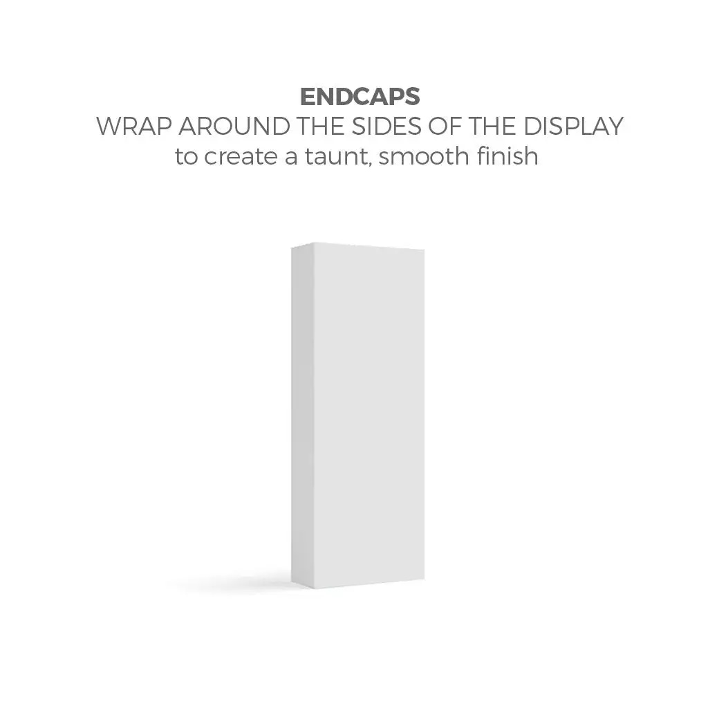 Endcaps for OneFabric® Pop-Up Banners ensure a polished look, enhancing your trade show display's professionalism.