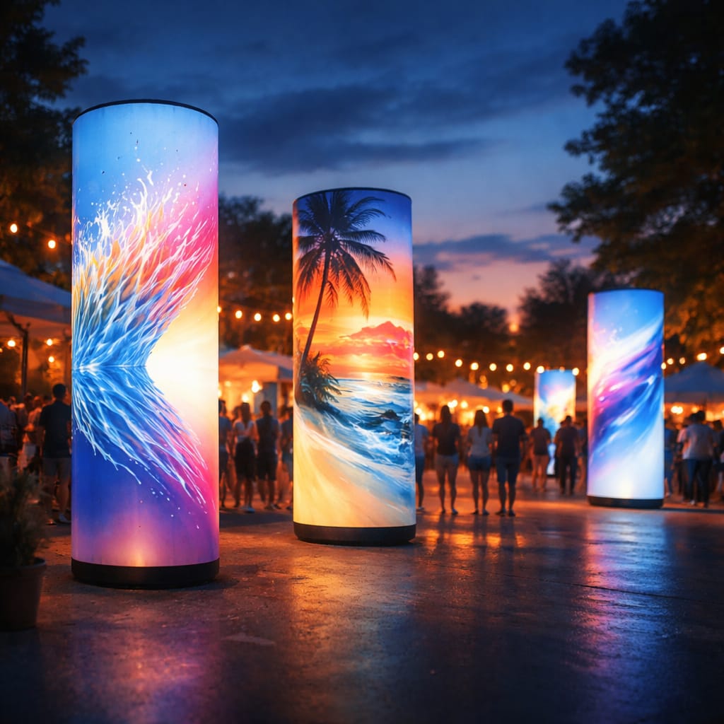 WaveLight Air Towers at a live event enhancing brand visibility