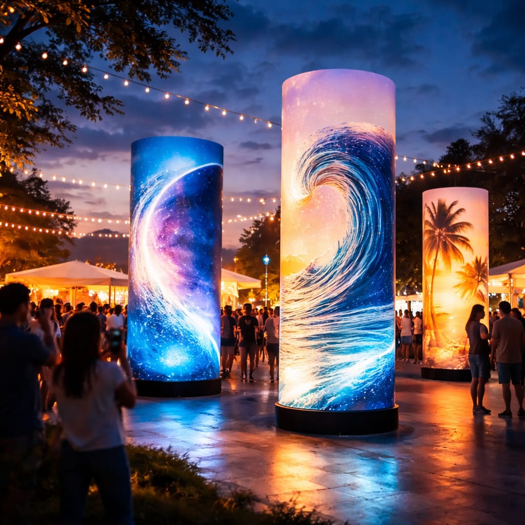 WaveLight Air Towers backlit trade show display