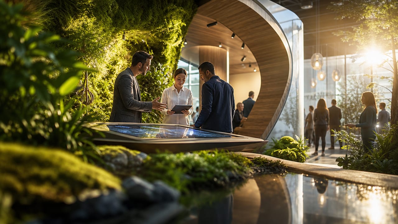 Modern Australian exhibition stand using psychology of design to attract visitors