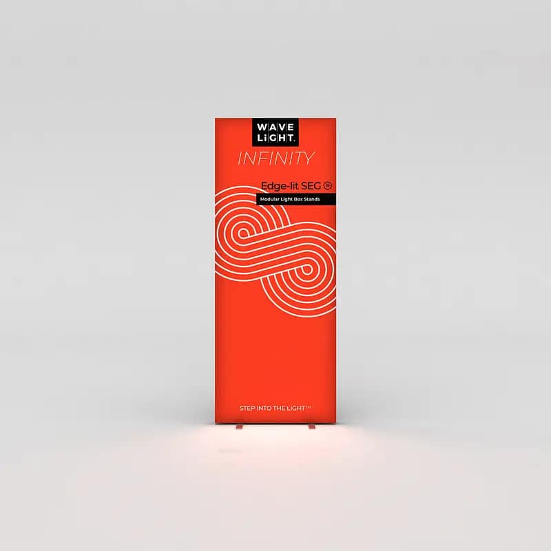 Vibrant WaveLight® Infinity SEG Lightbox showcasing illuminated fabric displays for impactful branding at events.