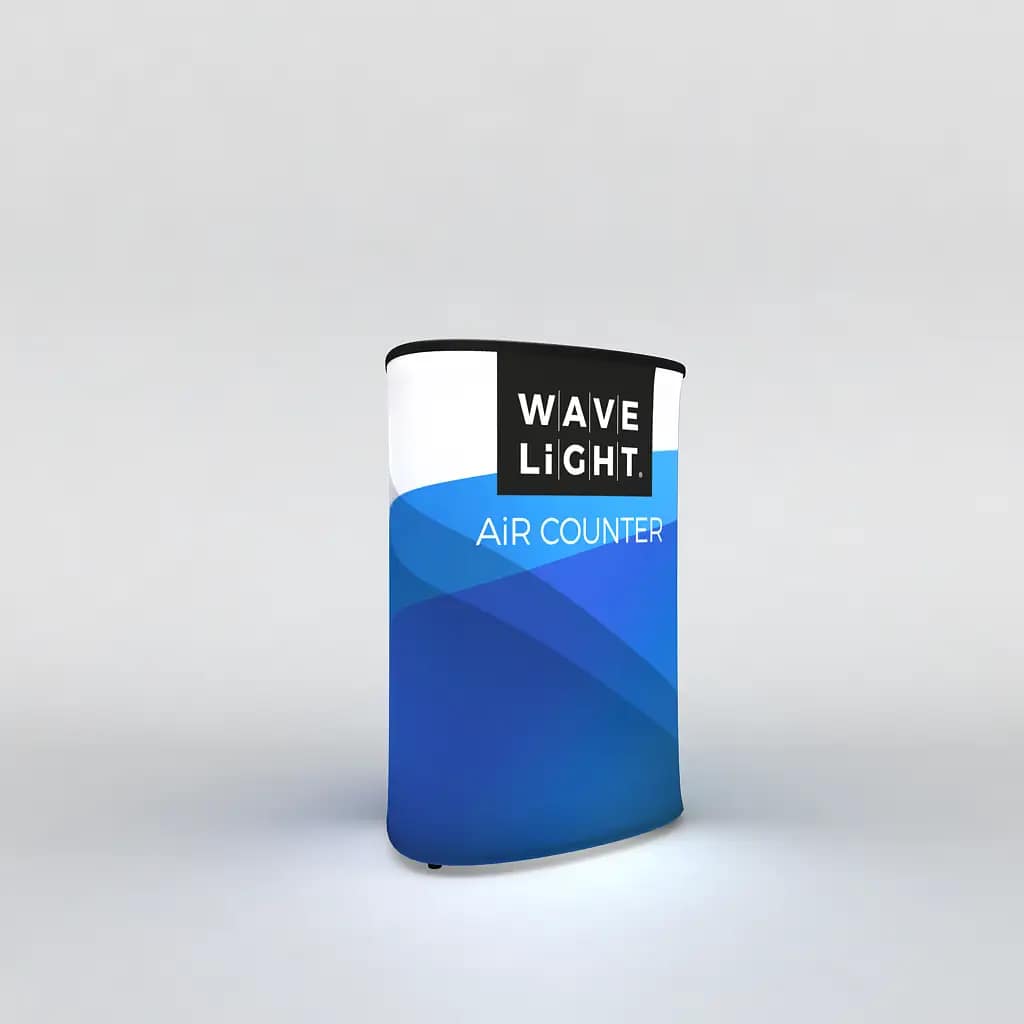Portable WaveLight® Air Counter with LED display, ideal for enhancing brand visibility at events and exhibitions.