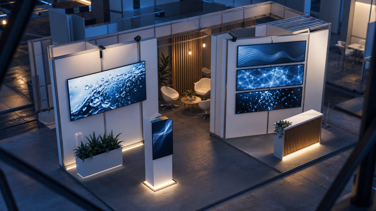Digital displays enhancing shell scheme exhibit design at an Australian trade show