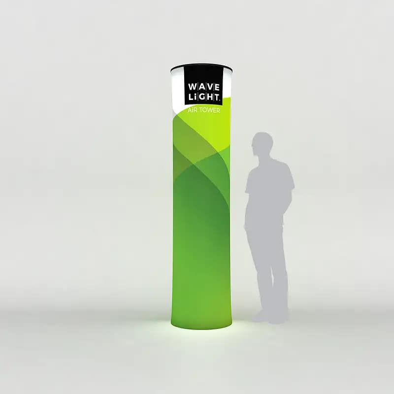 WaveLight® Air Tower showcasing vibrant design, highlighting common mistakes in inflatable display tower setup for events.