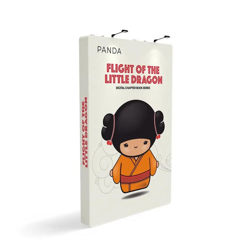 Custom fabric display featuring "Flight of the Little Dragon," ideal for portable exhibition signage and outdoor advertising.
