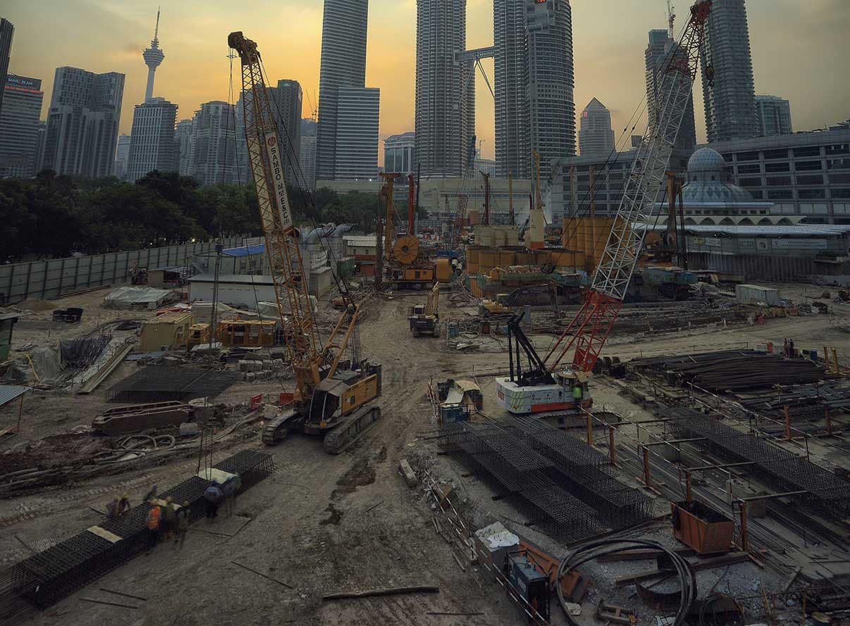 construction site with heavy machinery