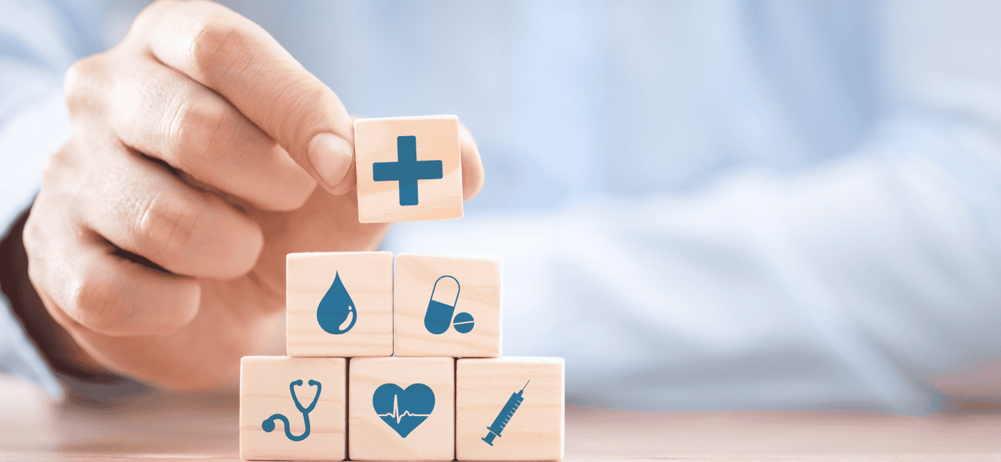 health symbols on blocks stocked