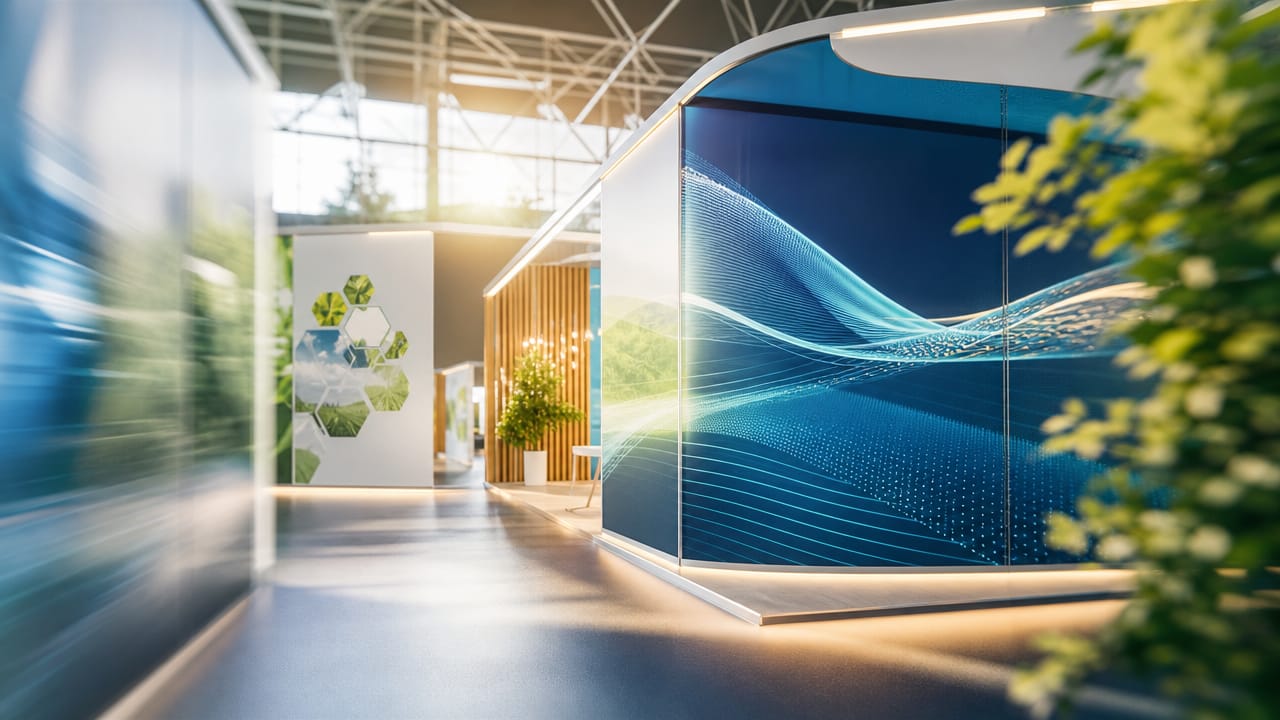 Australian trade show booth with clear shell scheme graphics and strong brand messaging