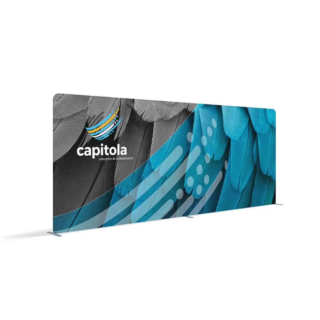 Vibrant WaveLight Tension Fabric Banner showcasing custom graphics, ideal for trade show displays and portable branding