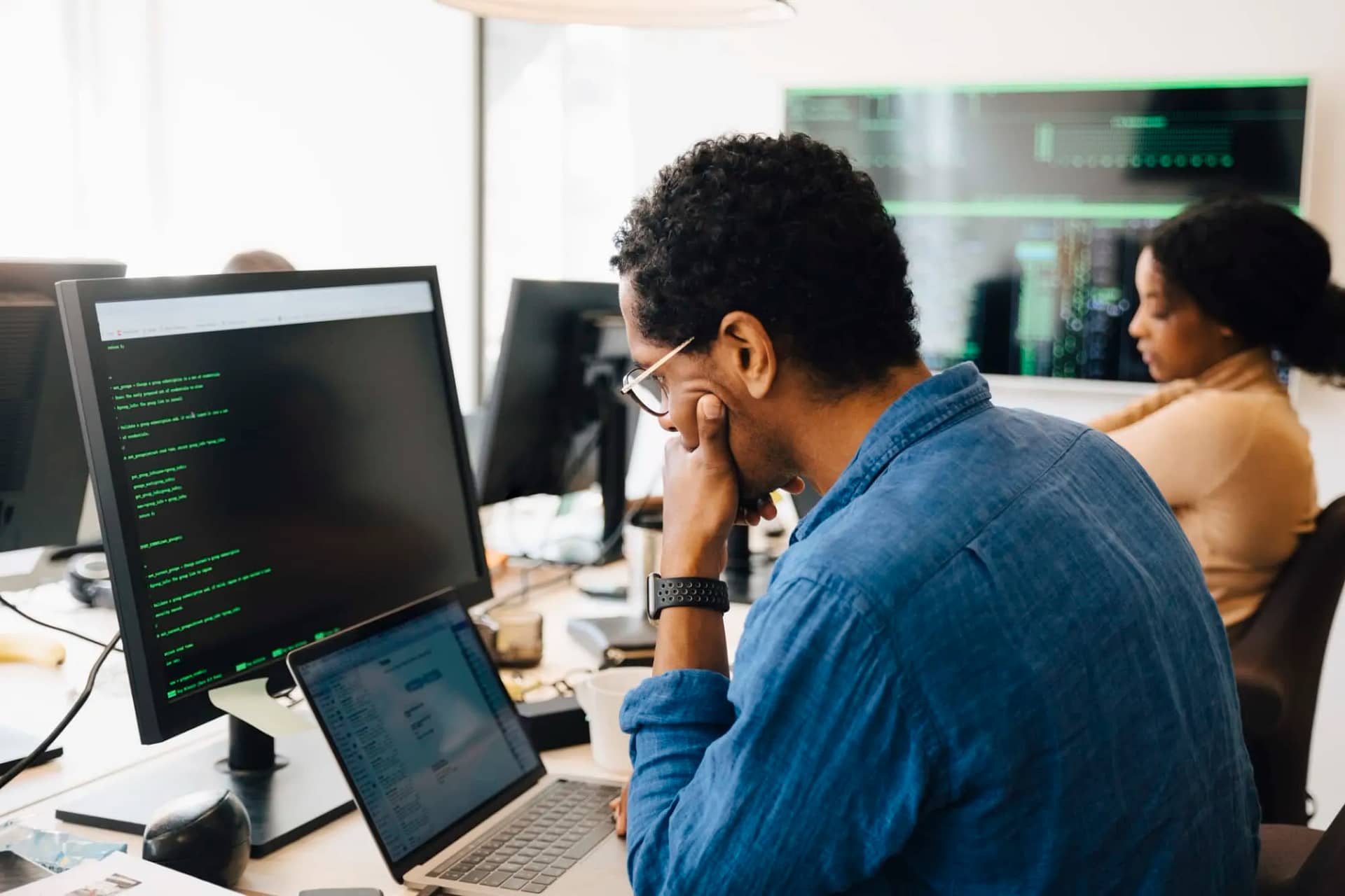 developer on his work desk