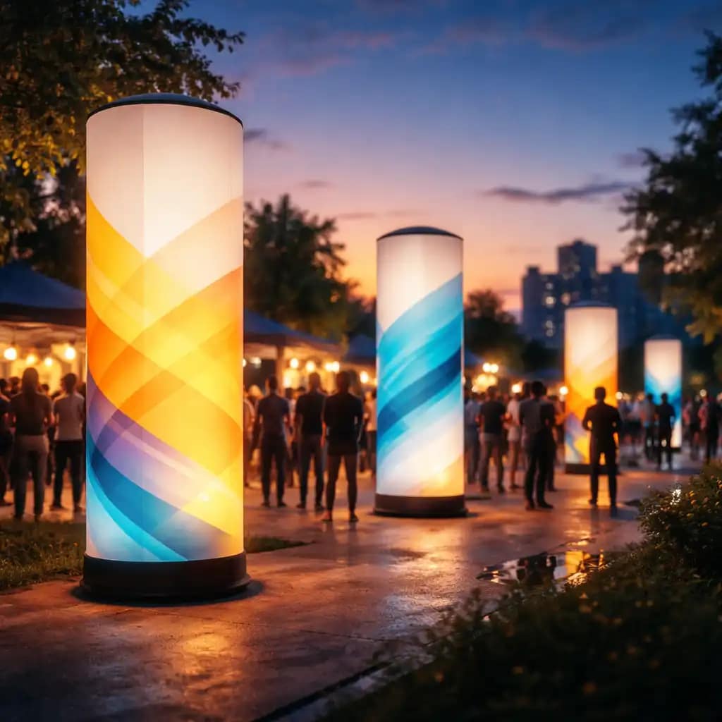 WaveLight Air Towers create branded inflatable light towers that dominate modern trade show floors and live events