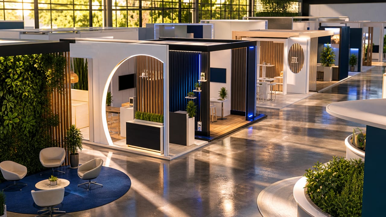Exhibition Stand Builders comparing design proposals and budgets for an Australian trade show