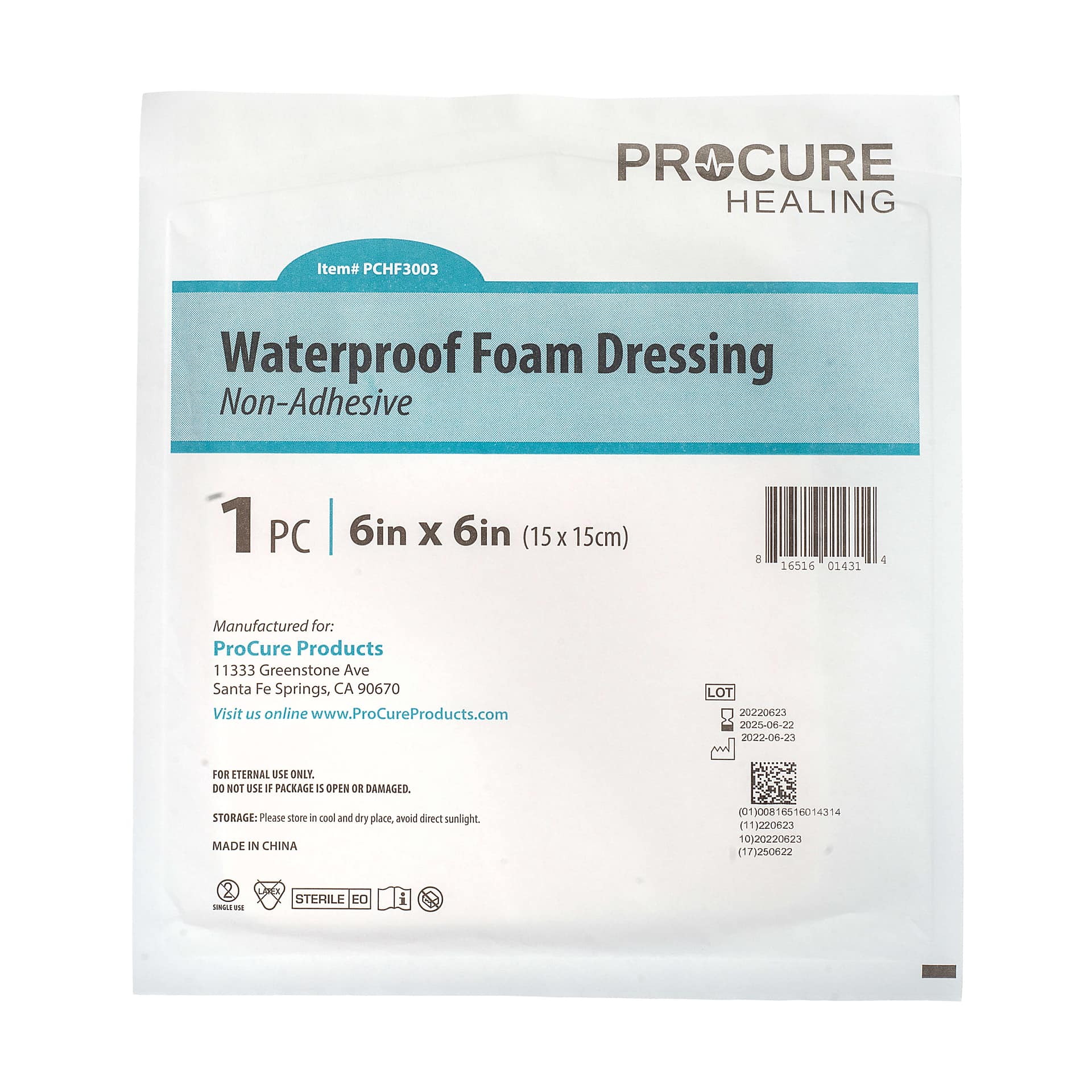 Waterproof Foam Dressing (NonAdhesive) Wynnmed Healthcare Products