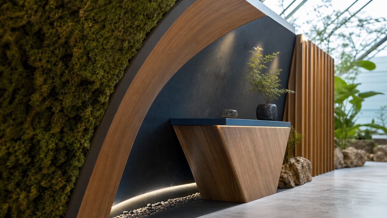 Modern Australian exhibition stand with bold branding, lighting and digital screens attracting visitors