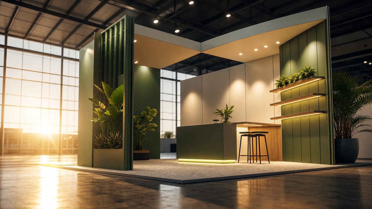 Australian exhibition stand with optimised shell scheme layout, branding and technology integration