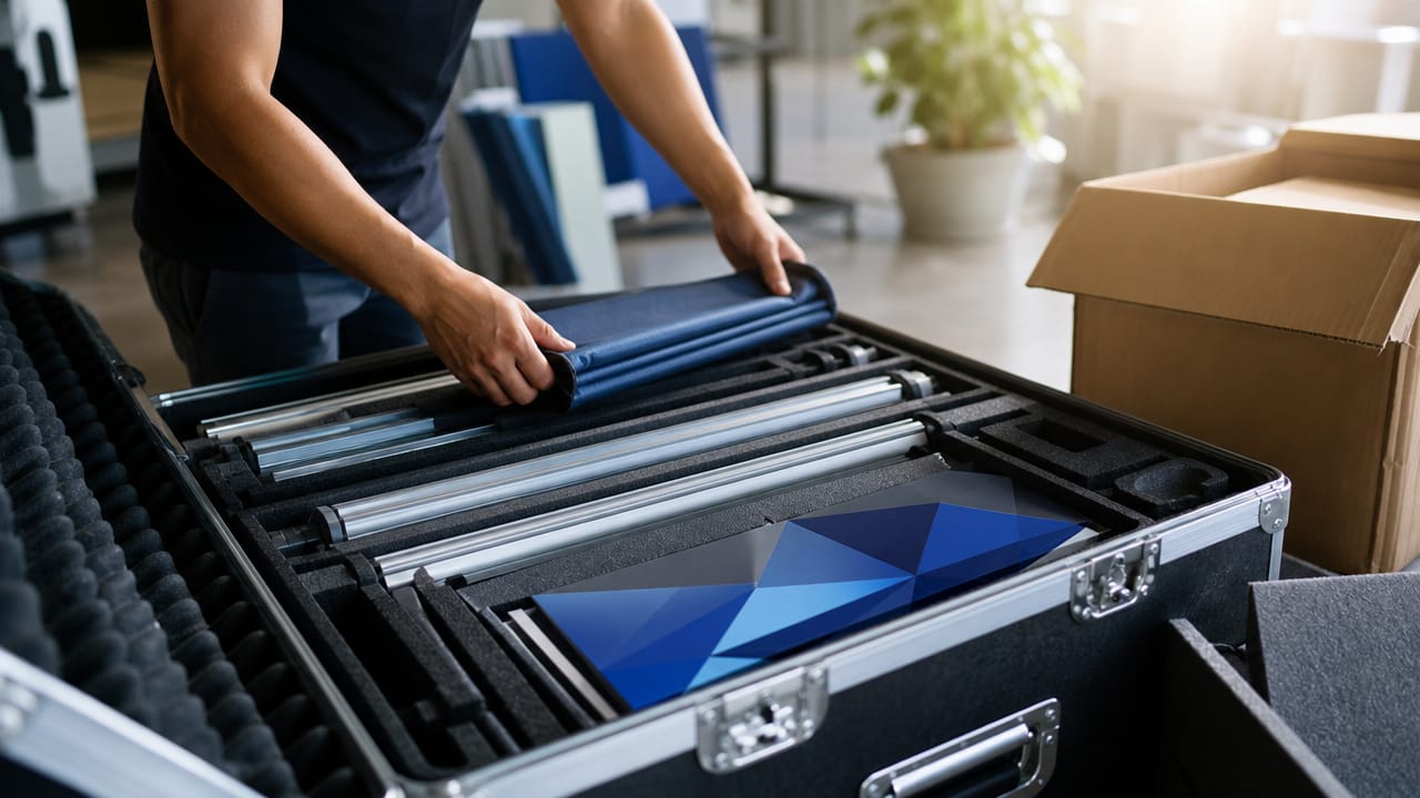 Australian team managing secure exhibition freight packing for large trade show displays