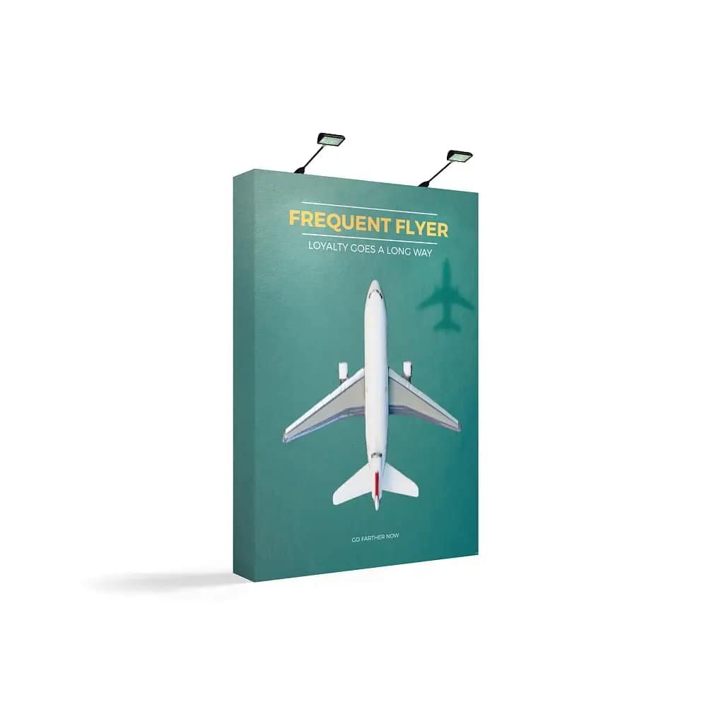 OneFabric Pop-Up Banner showcasing an airplane design, ideal for portable advertising solutions at exhibitions.