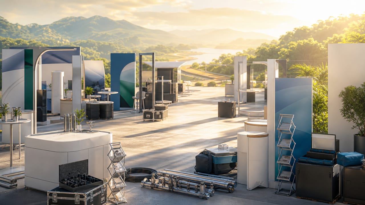 Australian trade show stand showcasing cost-effective exhibition stand accessories and lighting for better ROI