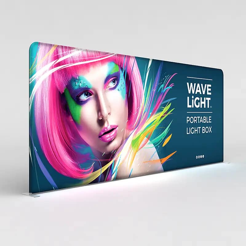 Vibrant WaveLight® portable light box showcasing eye-catching graphics for effective illuminated display solutions.