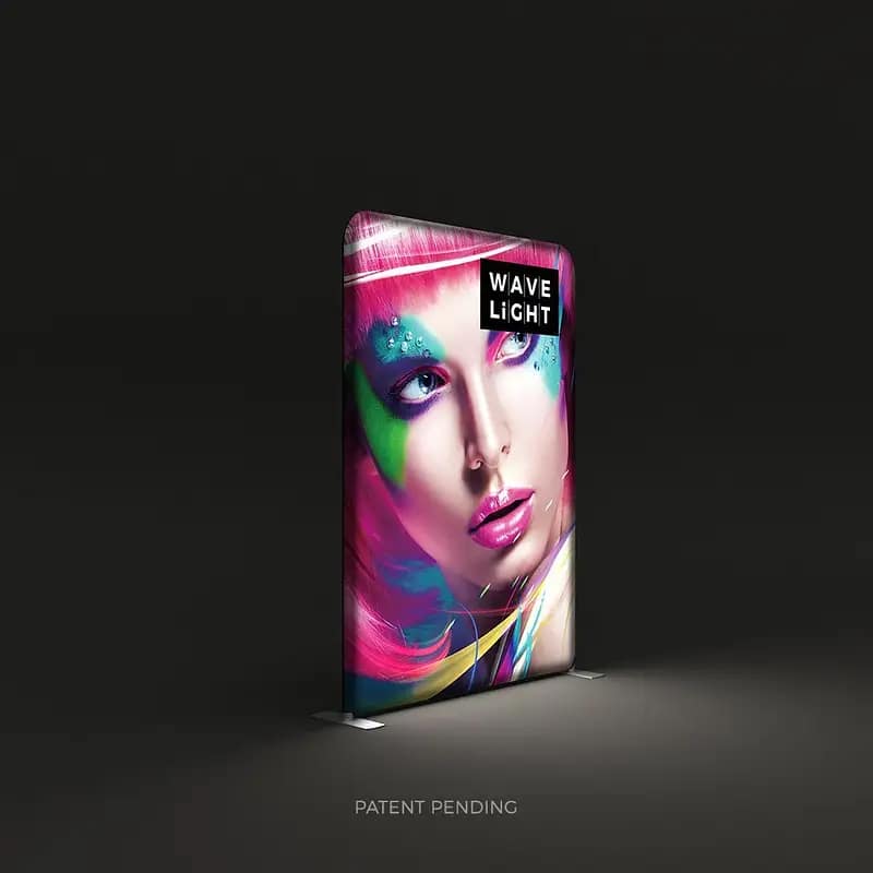 Vibrant WaveLight® LED lightbox showcasing eye-catching graphics for effective portable advertising at events.