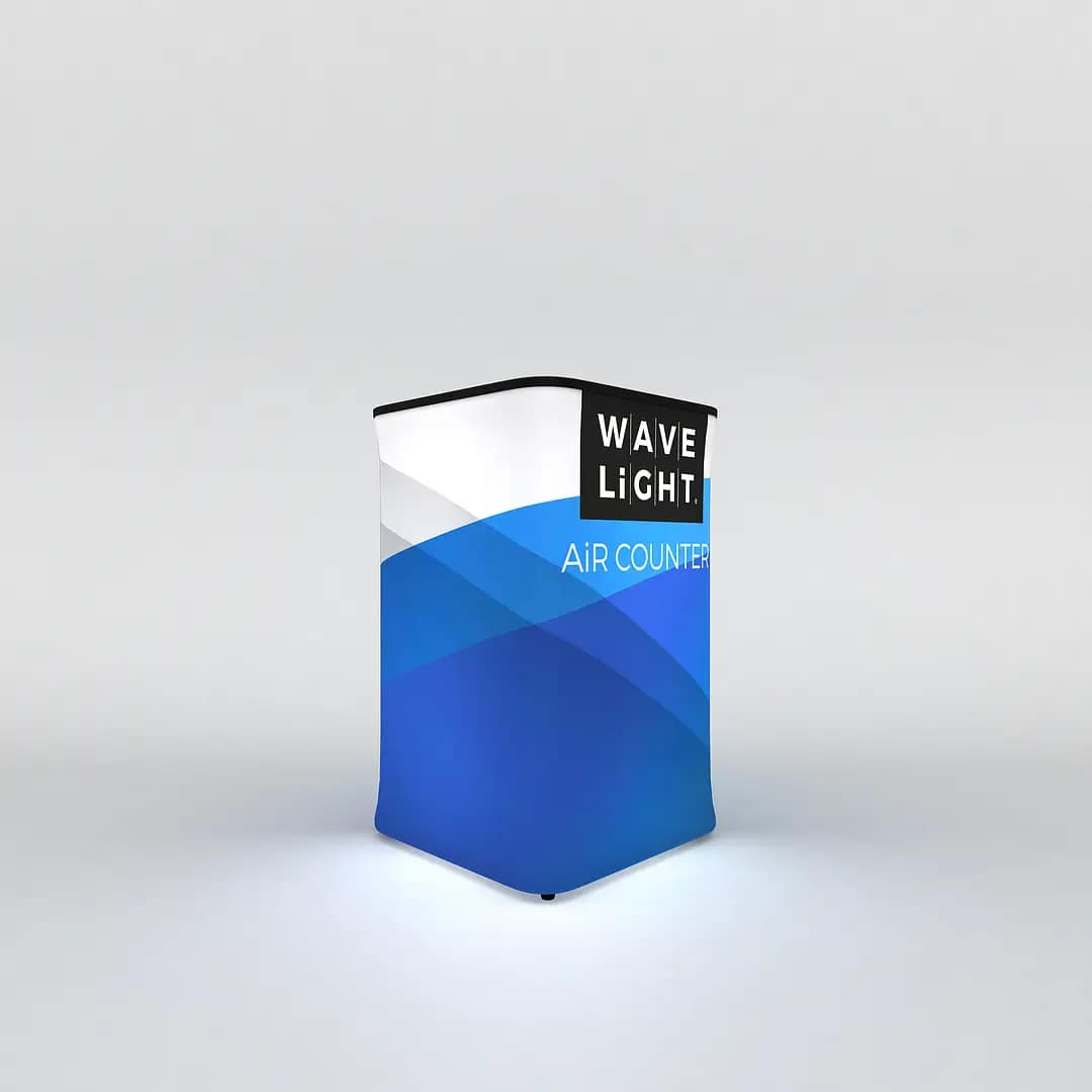 WaveLight® Air Counter showcasing a portable display solution for impactful trade show presentations.