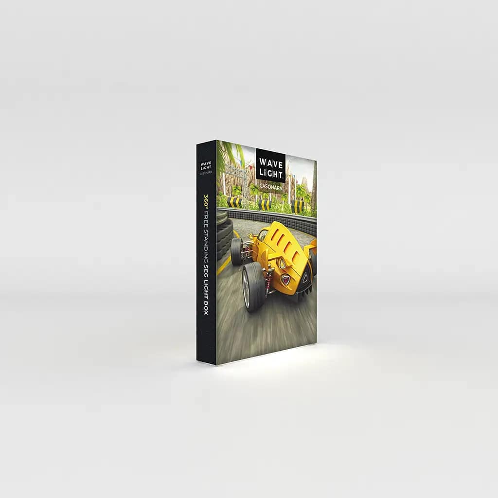 WaveLight® Casonara lightbox showcasing its sleek design, ideal for portable advertising and illuminated display solutions.