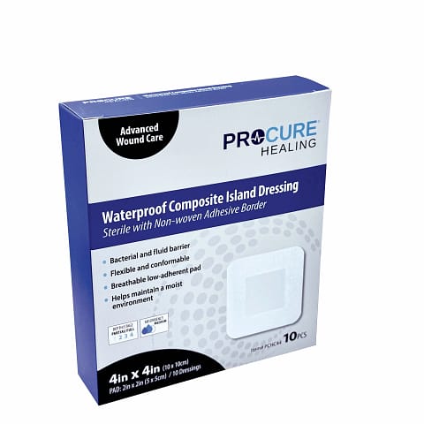 Waterproof Composite Island Dressing Sterile with Non-Woven Adhesive Border