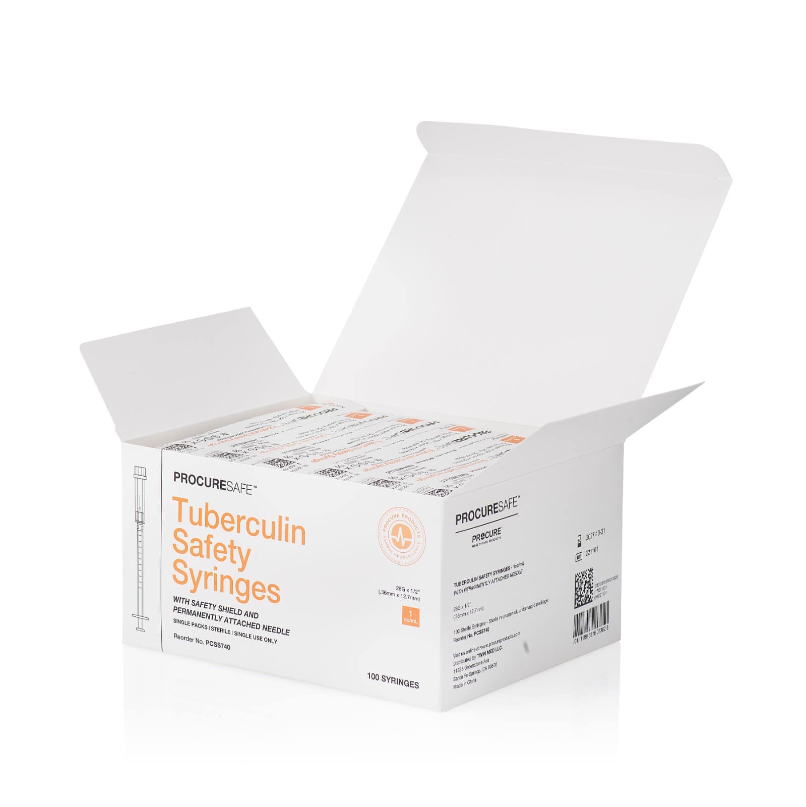 Tuberculin "TB" Safety Syringes (Sterile) Procure Products
