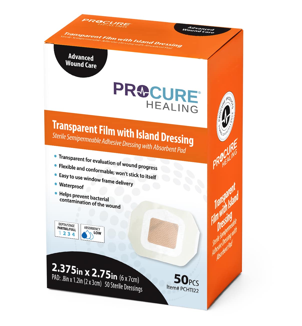 Transparent Film with Island Dressing | Sterile Semipermeable Adhesive  Dressing with Absorbent Pad - Procure Products