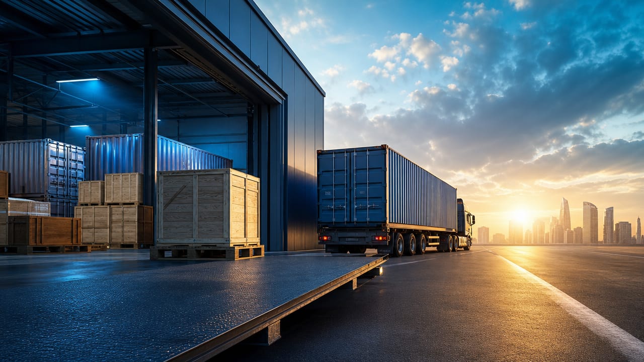Freight team coordinating exhibition freight at an Australian trade show loading dock