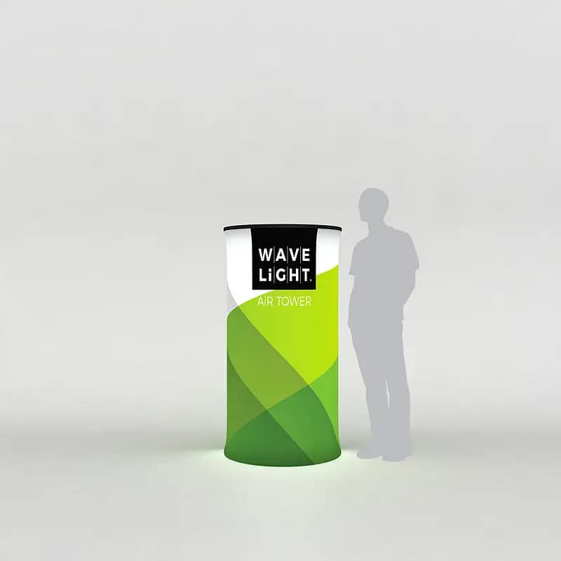 Illuminated WaveLight® Air Tower showcases portable advertising solutions for impactful event visibility.