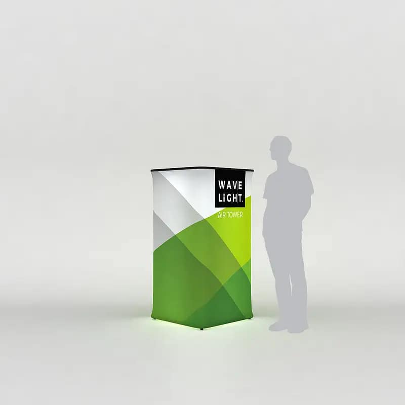 Illuminated WaveLight® Air Tower showcases portable advertising solutions for impactful event signage.
