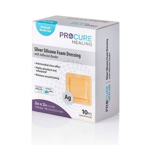 Silver Silicone Foam Dressing (With Border)