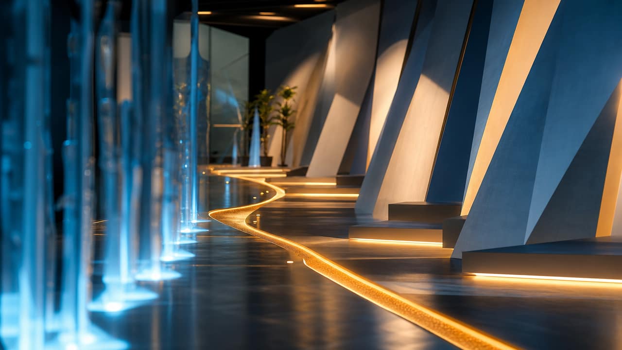 Modern Australian exhibition stand with open layout guiding visitor flow through zoned engagement areas