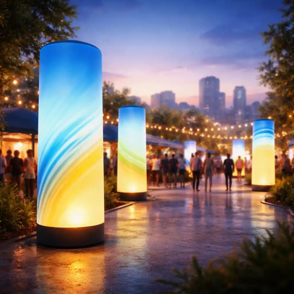 WaveLight Air Towers creating immersive branded event space with LED inflatable display towers