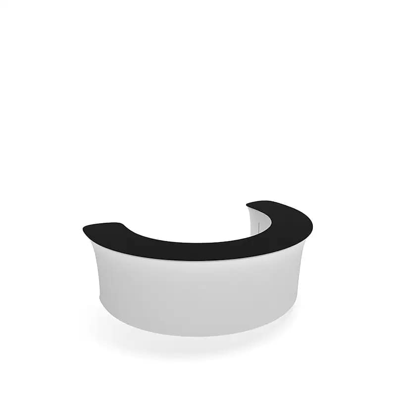 WaveLine® InfoDesk showcasing its lightweight design, ideal for portable exhibition counters and easy transport solutions.