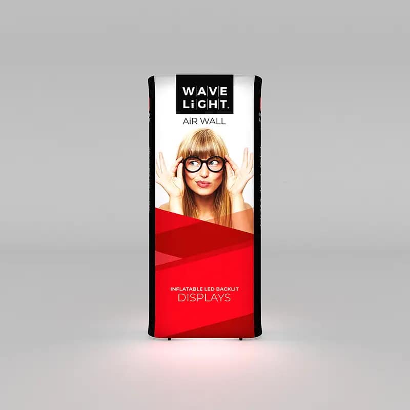 WaveLight® Air Wall Lightbox showcasing vibrant fabric graphics for impactful trade show displays.