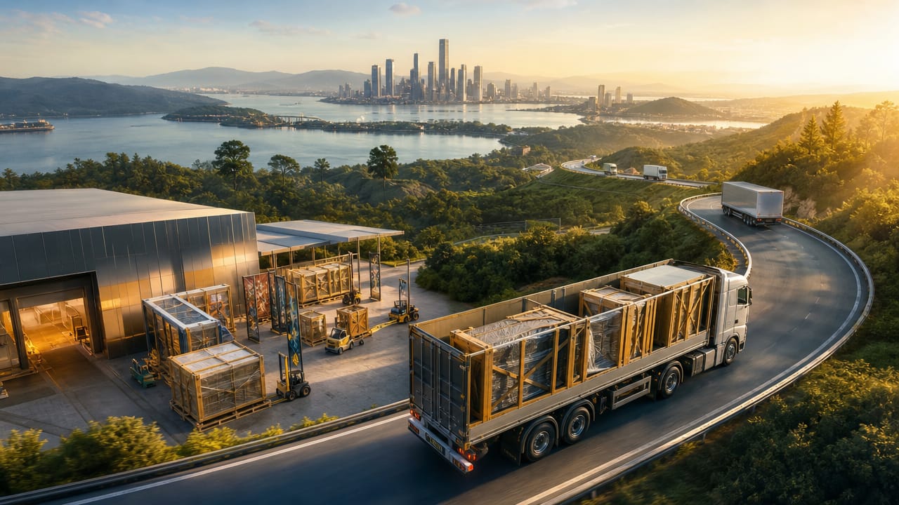 Interstate exhibition transport team coordinating rail and road freight for Australian trade shows