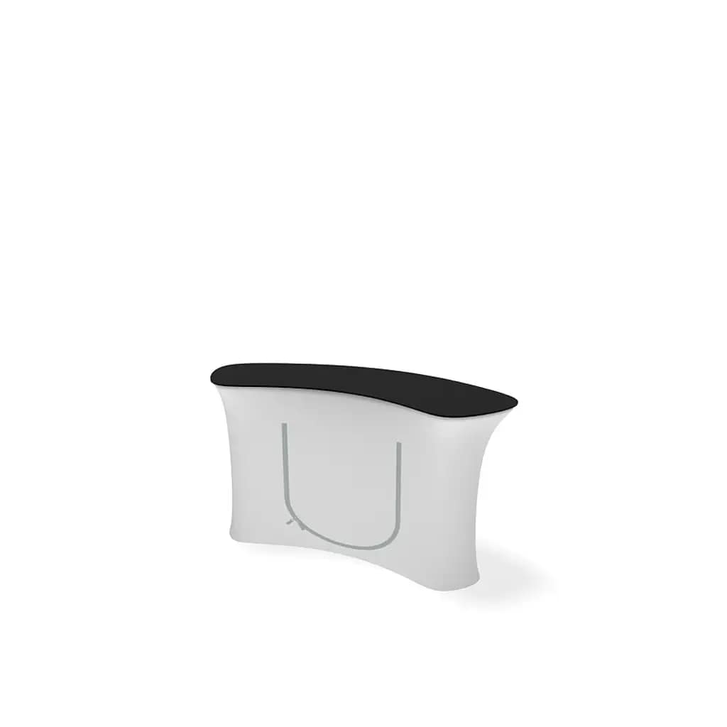 WaveLine® InfoDesk showcasing a sleek, portable design ideal for trade shows and interactive information kiosks.