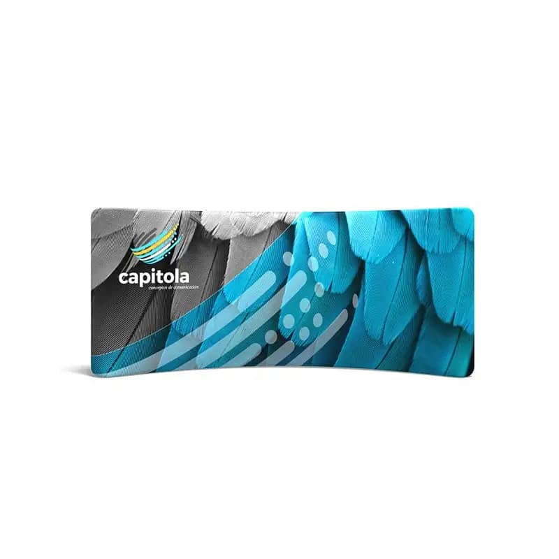Vibrant Waveline Media banner showcasing custom graphics, highlighting advantages over rigid signage for effective branding.
