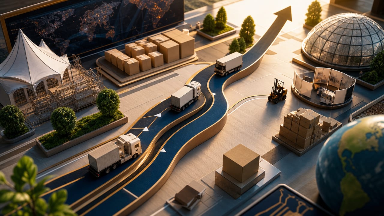 Australian team coordinating exhibition freight and venue loading dock logistics in 2026