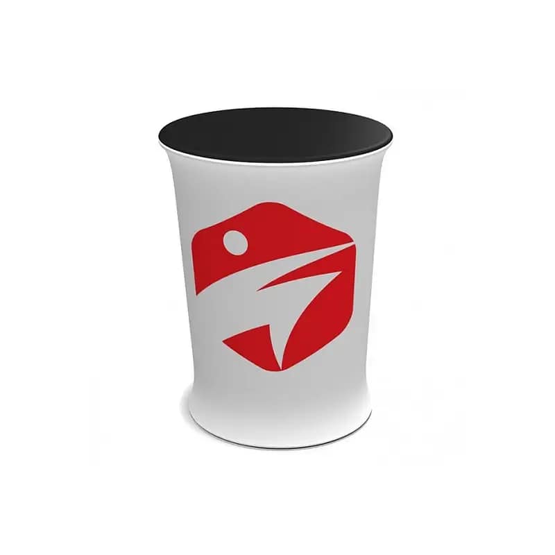 Custom display counter featuring a sleek design and vibrant graphics, ideal for retail showcase solutions.
